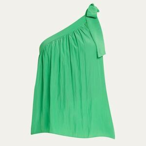 $275 Ramy Brook Willa Half shoulder top blouse in green NWT